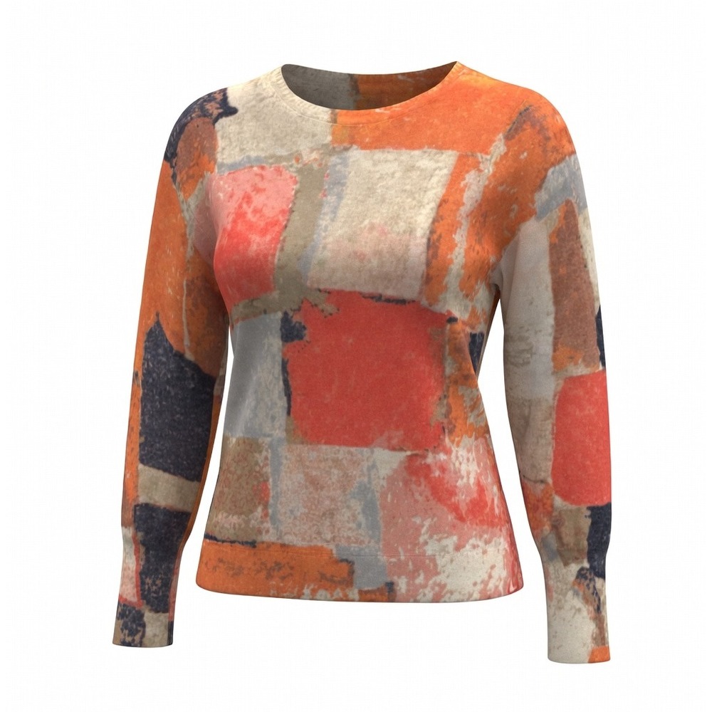 NIC+ZOE Abstract Patchwork Sweater M Fall Artsy Boho Eclectic Colorblock Knit